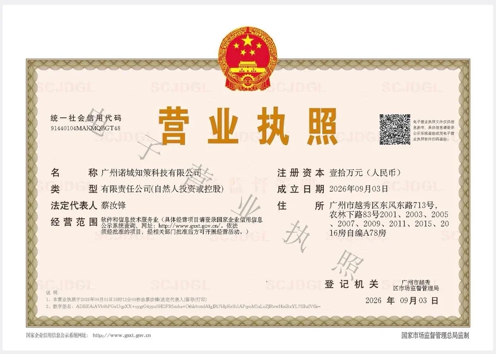 Business licence — Guangzhou Noryce Technology Co., Ltd.